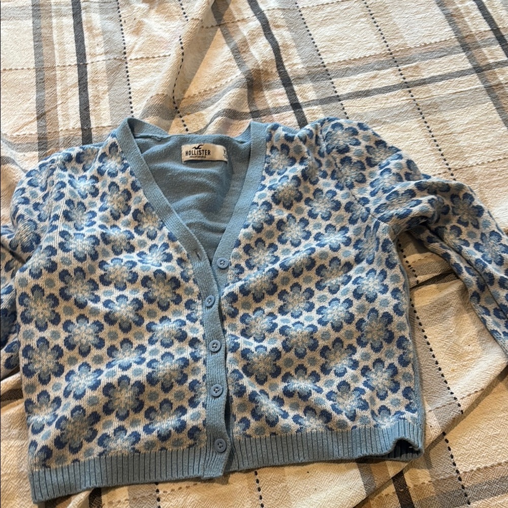 Hollister Blue Floral Cardigan